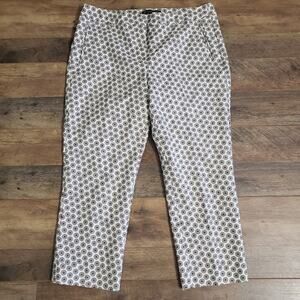 Adrianna Papell High Rise Floral Daisy Cropped Capris Stretch Pants Size 10